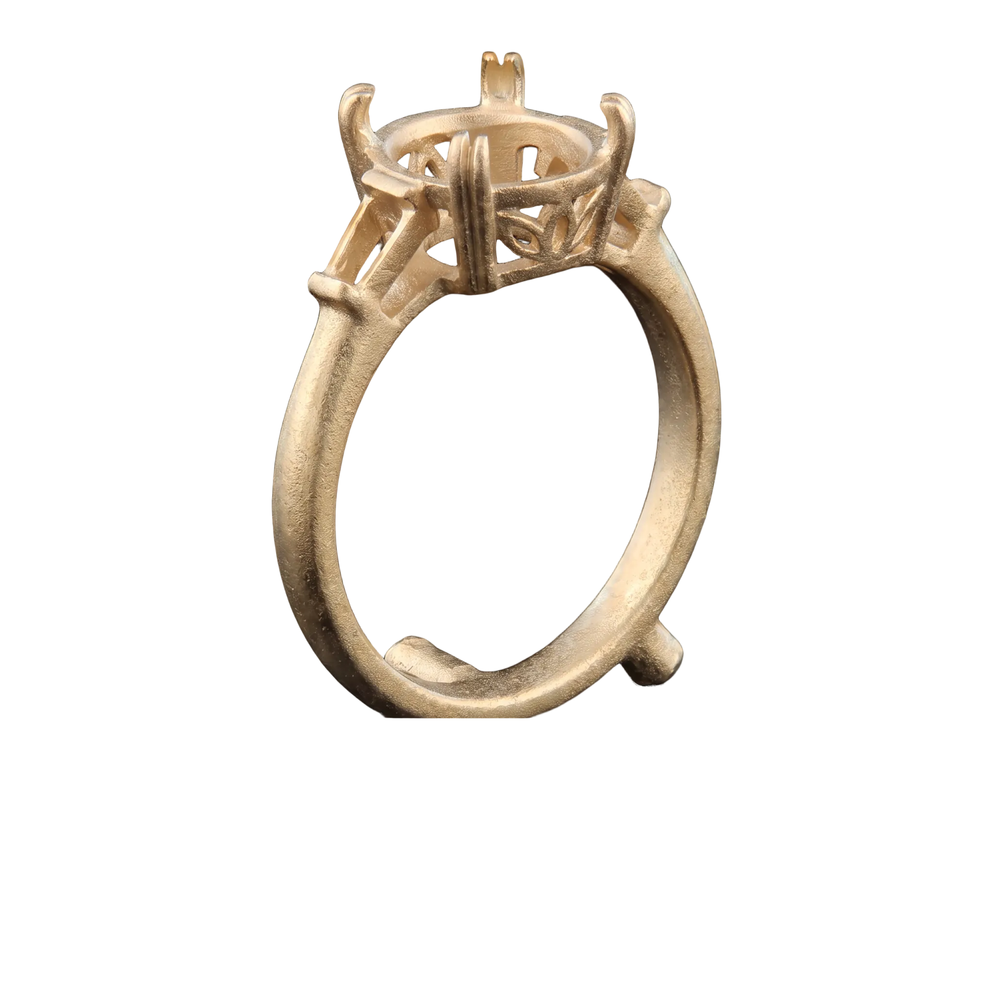 The same ring as a raw, unpolished gold casting.