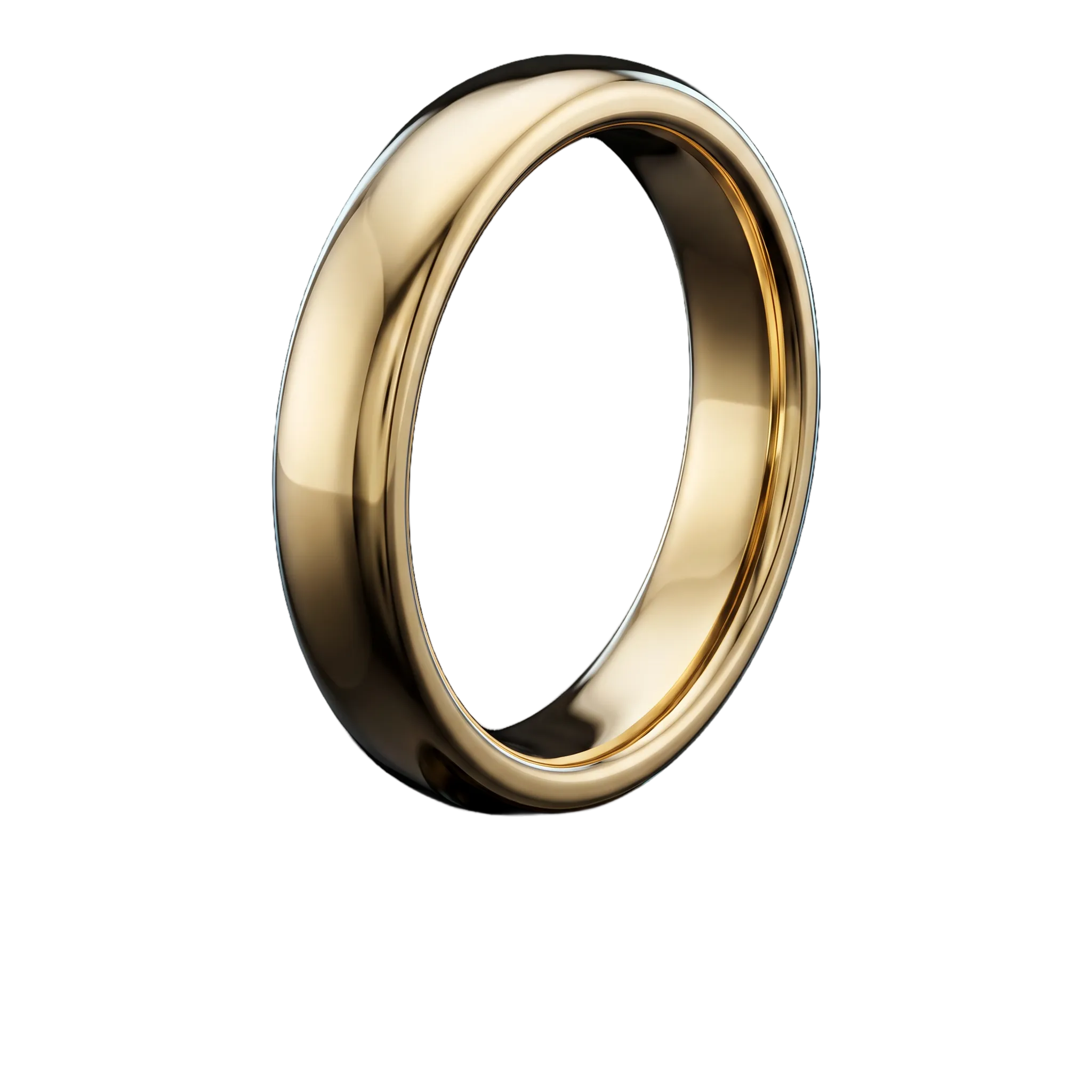 A plain polished yellow gold band.