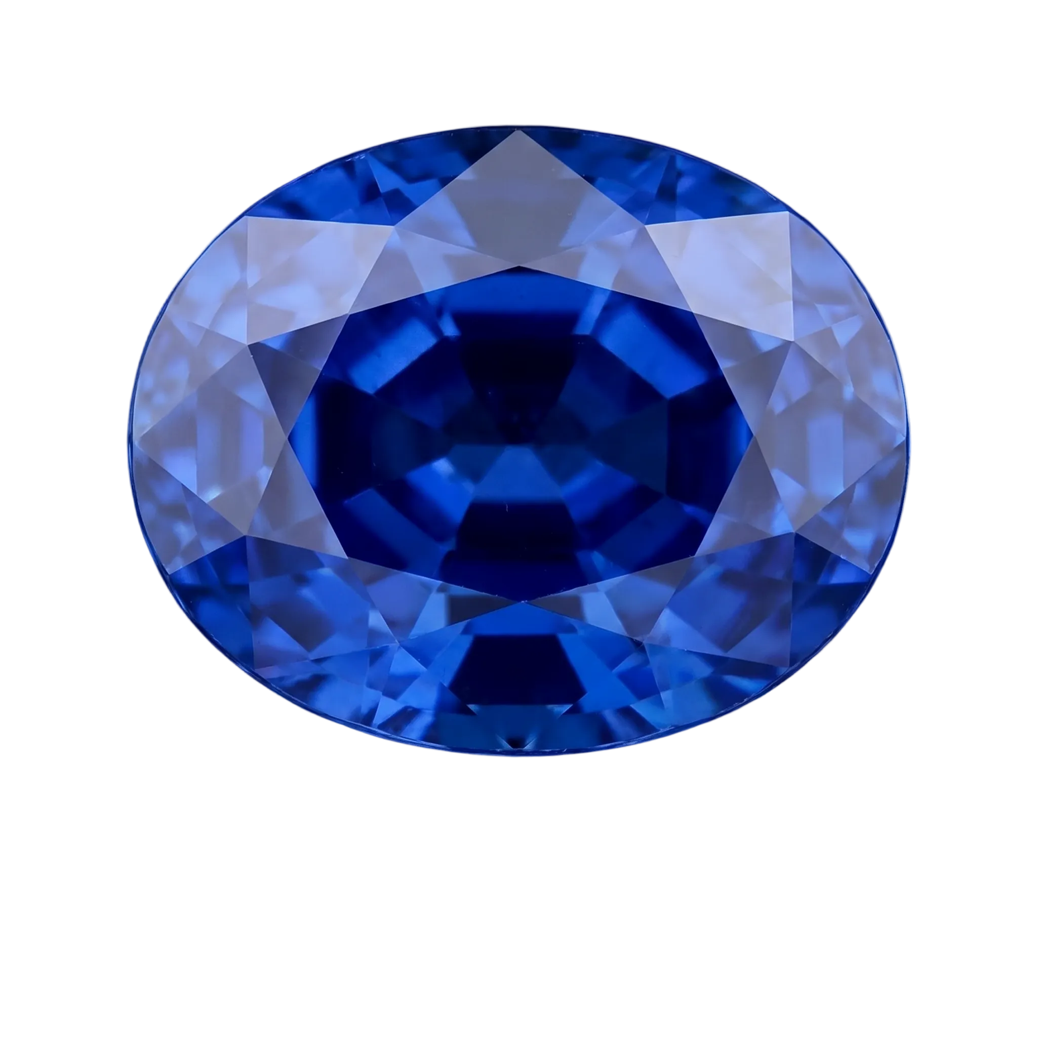 An oval royal-blue sapphire.