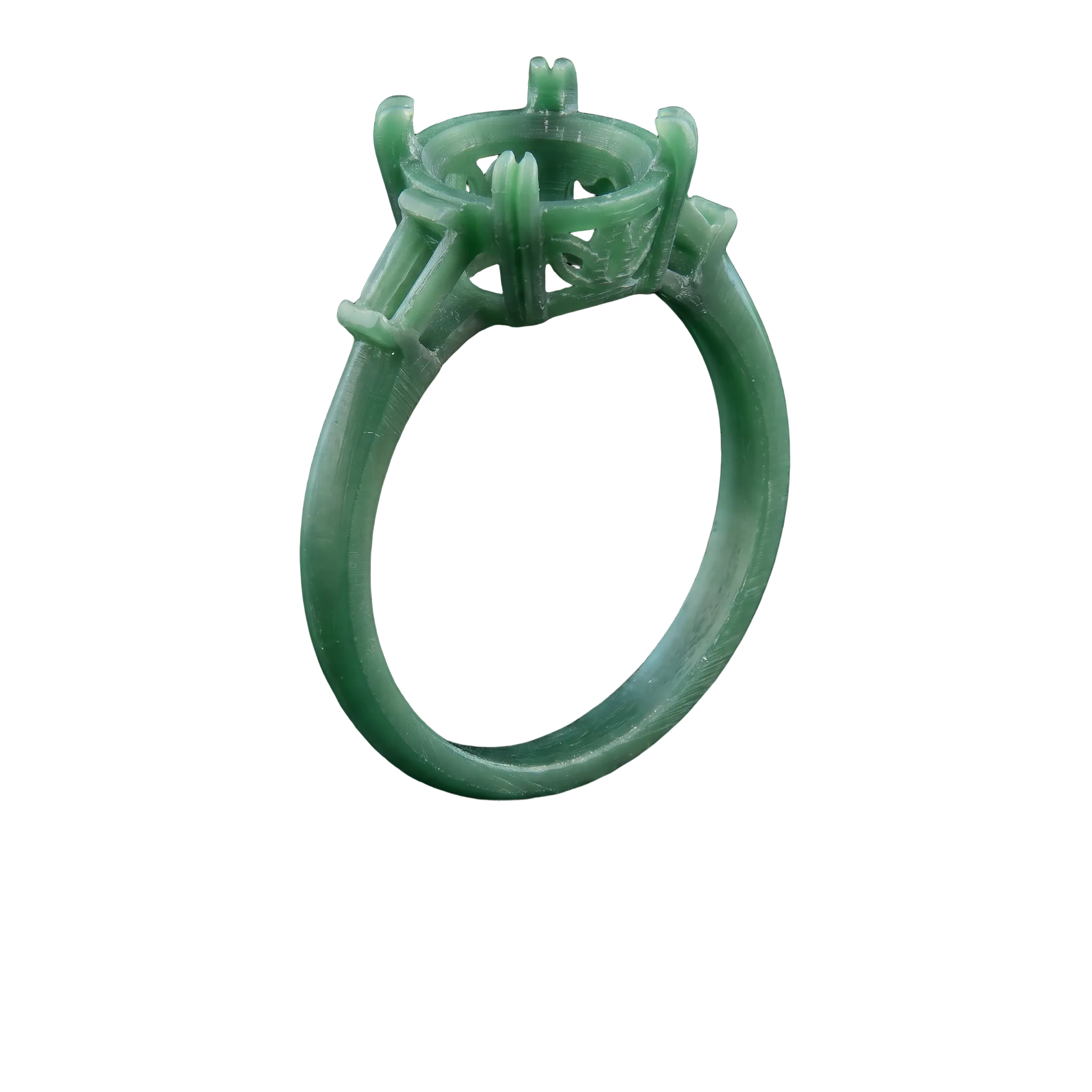 The same ring carved in green jeweller’s wax.